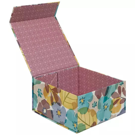 Blue Beaded Floral Knit Beanie