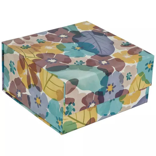 Blue Beaded Floral Knit Beanie